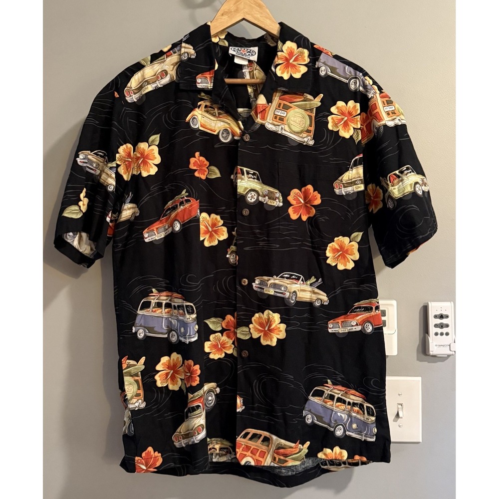 Pacific Legend Shirt Hawaiian Surf Boards Vintage USA Made Cars Beach Men's XL‎